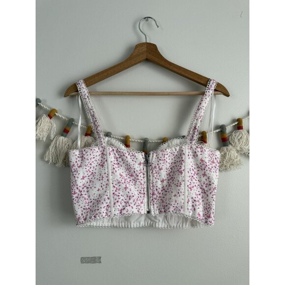 Wildfox Weekend Love Bustier Pink Butterfly Floral Corset Top Coquette Fairy NWT - Picture 2 of 7